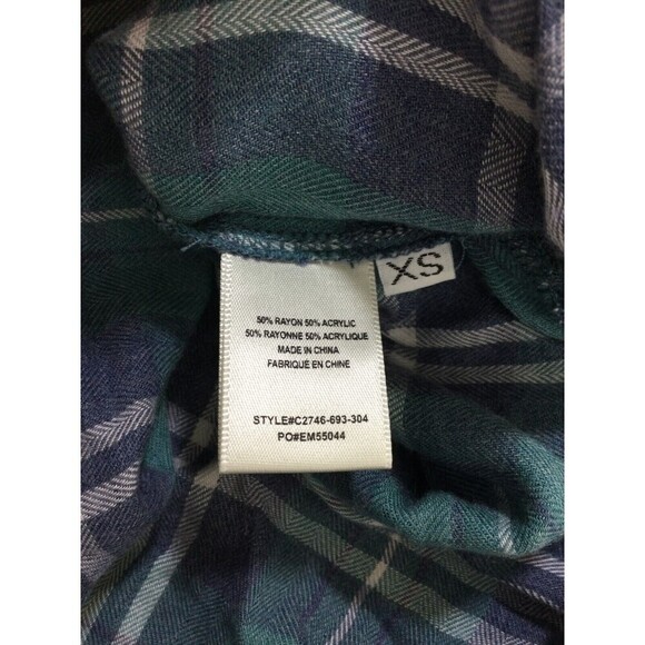 Cloth & Stone Womens Plaid Short Sleeve Collared Button Shirt Blue Green Size XS - Picture 7 of 9